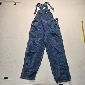 Carolina Blues Solid Blue Denim Wide Leg Overalls Pants Adult Women's M Medium - Picture 1 of 12