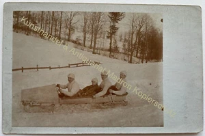 orig. Foto AK Bob Schlitten Sport Rennbob um 1920 - Bild 1 von 2