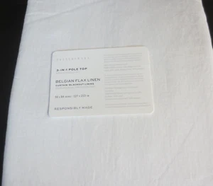 POTTERY BARN 3 IN 1 POLE TOP BLACKOUT BELGIAN FLAX LINEN CURTAIN - WHITE 50X84" - Picture 1 of 3