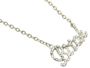 Urban Hip Hop Silver 16" Necklace with petite Crystal Bling BITCH Pendant - Picture 1 of 3