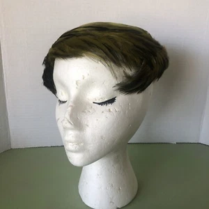 Vintage Original 1950’s Green Feather Women's Hat Millinery ReTrO  Chic Style - Picture 1 of 24