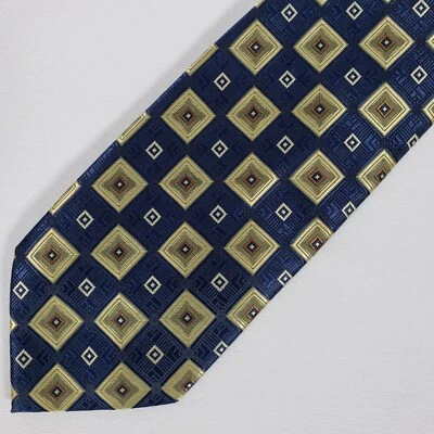 Corbata de cuello para hombre HARVE BENARD, corbata de poliéster hecha a mano, azul marino y dorado Foto 1 de 4