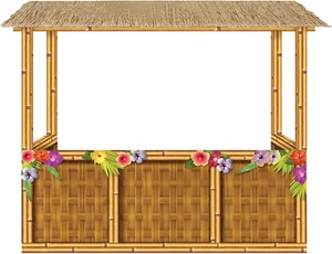 6' 11" X 7' 3" Cardboard 3-D Life Size Tropical Tiki Bar Stand- Luau Photo Prop- - Picture 1 of 7