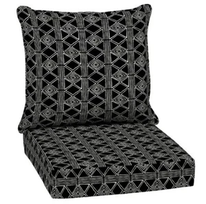 Black Outdoor Chair Deep Seat Back Cushion Pad Set Patio Furniture Cheap Durable - Picture 1 of 5
