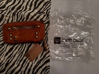 DISCONTINUADO Linea Pelle Coñac Marrón DYLAN Larga Cremallera Cartera Muñequera NUEVO NOS Foto 1 de 4