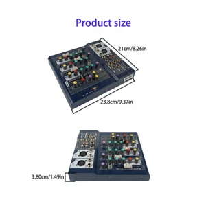 4 Channel Audio Mixer Bluetooth USB DJ Sound Mixing Console Studio Karaoke Mixer - Picture 1 of 12