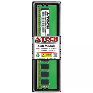 A-Tech 4GB 1Rx8 PC4-19200E ECC UDIMM DDR4 2400 MHz Unbuffered Server Memory RAM - Picture 1 of 4