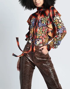 RRP €790 DSQUARED2 Tunic Blouse IT38 US2 UK6 XS Floral High Neck Made in Italy - Picture 1 of 6