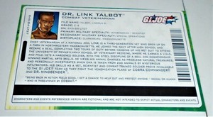 G I JOE File Card I.D. Filecard           2004 Dr. Link Talbot  V1