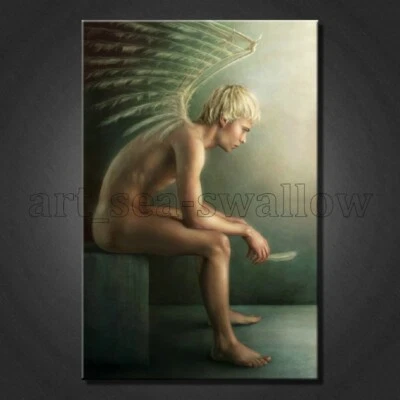 Pinturas al óleo 100 % pintadas a mano arte joven hombre desnudo sobre lienzo 28x20 pulgadas #115 Foto 1 de 2