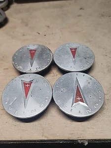 PONTIAC GM # 9593169 FACTORY OEM ONE BRUSHED WHEEL CENTER CAP RED SILVER 4pcs - Picture 1 of 3