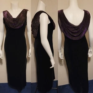 Size 14 Black Purple Sleeveless Long Dress Wedding Prom Formal Gown - Picture 1 of 12