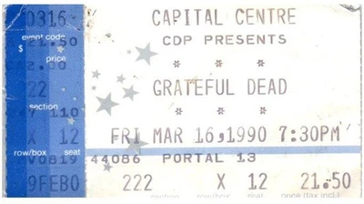 Grateful Dead Concert Ticket Stub March 16 1990 Landover Maryland - Image 1 of 4
