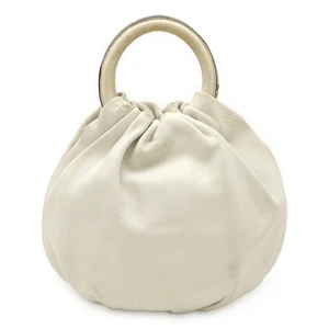 LOEWE Anagram Bounce Bag Handbag Leather Ivory Silver Hardware Shoulder - Picture 1 of 9