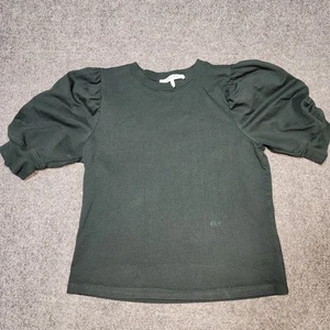 Frame Shirt Womens Small Green Organic Cotton Ruched Puff Sleeve Tee - Picture 1 of 14