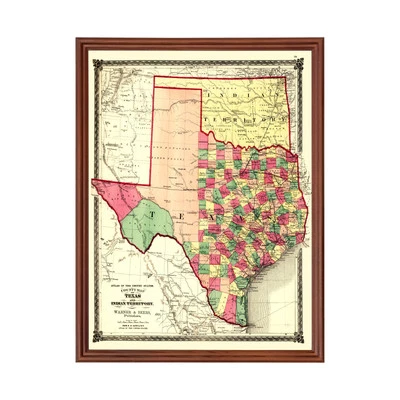 Old Map of Texas 1874 - Vintage Texas Art - Image 1 of 4