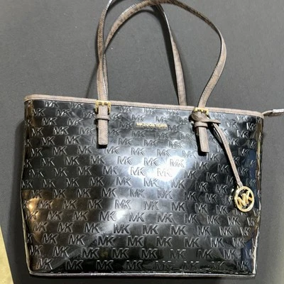 Michael Kors jet set Travel Medium Carryall tote Brown Acorn Signature Foto 1 de 4