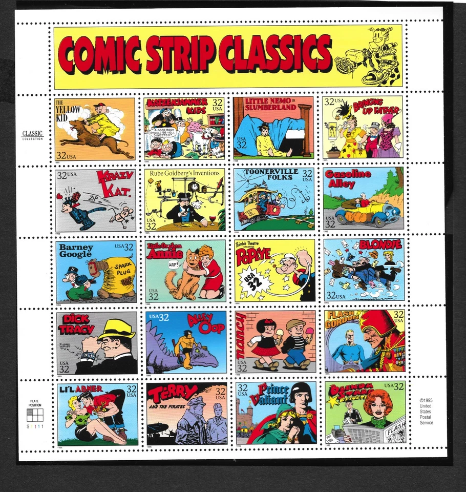 US Stamps Scott # 3000 - Comic Strip Classics - Sheet of 20 Stamps - MNH. 32¢ ea - Image 1 of 1