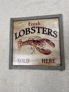 Unique Framed 12" x 12" Fresh Lobsters Sold Here Picture - Picture 1 of 4