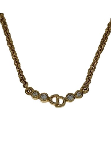 Collana donna Christian Dior logo CD pietra colorata con top oro usata