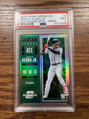 Panini Chronicles Contenders Optic #4 2018 Ronald Acuna Jr. verde PSA 9 Foto 1 de 2