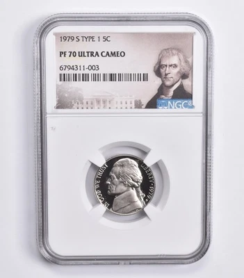 1979-S Jefferson Nickel Type 1 PF70 UCam NGC Special Lbl *7502 - Image 1 of 4