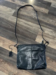 Bolso Bandolera Margot New York Jeanne Doble Cremallera Negro Cuero Suave Guijarro - Imagen 1 de 16