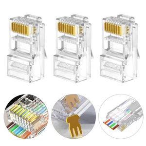 10-50X RJ45 Pass Through CAT6 Connector Modular Plug CAT5e CAT5 Network Ethernet - Picture 1 of 13