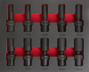 Universal 3/8" Dr Square Deep Impact Socket Set Cr-Mo, 10Pc Metric Size 10-19MM - Picture 1 of 5