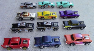 1996 to 2002 Hot Wheels 57' Chevy + MORE Red Flames Teal  LOT of 12 MINT LOOSE - Picture 1 of 13