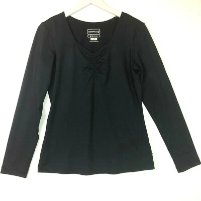 Merrell long sleeve ruched neck top long sleeve athletic running black small s - Image 1 of 4