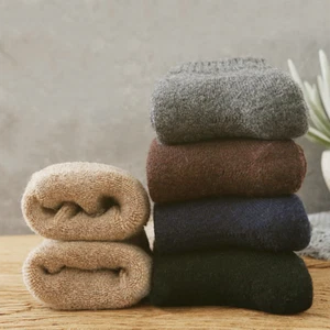 5Pack Men Merino Wool Crew Heavy Thermal Thick Warm Cushioned Fleece Work Socks - Picture 1 of 17