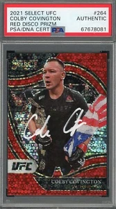 Colby Covington 2021 Panini Select UFC Red Disco Prizm Card #264 Auto PSA 15/199 - Picture 1 of 2
