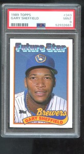 1989 Topps #343 Gary Sheffield ROOKIE RC PSA 9 Graded Baseball Card MINT Star