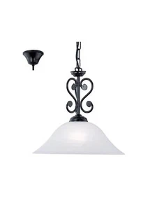 LAMPADARIO A 1 LUCE FERRO BATTUTO NERO CLASSICO COLLEZIONE GL1563 - Picture 1 of 3