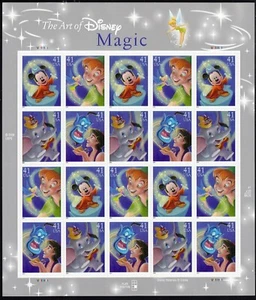 2007 DISNEY MAGIC MNH Sheet 20 x 41¢ Stamps: #4192-95 Peter Pan, Dumbo, Aladdin - Picture 1 of 3