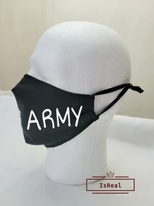 ARMY Black logo Cotton Face Mask Adjustable Washable Handmade made in USA - Picture 1 of 4
