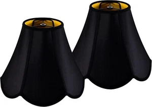 New! 2 Pk Black Bell Scalloped Lamp Shade Shades 6" x 13" x 10.6" - FREE SHIP! - Picture 1 of 8
