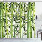 Bamboo Shower Curtain Asian Fresh Green Plants Print for Bathroom