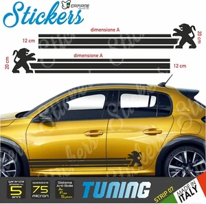 2 ADESIVI FASCE LATERALI FIANCATA AUTO UNIVERSALI 208/207/206 LEONE TUNING - Imagen 1 de 8
