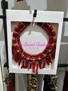 ZARA WOMAN NWT SS25  PACK OF 2 CORAL NECKLACES WITH RESIN CORAL 1856/051/679 - Picture 1 of 3
