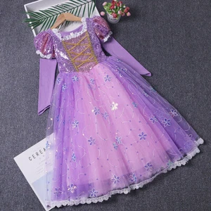 Rapunzel Princess Christmas Birthday Fancy Dress Sofia Party Costume Girls Gift - Picture 1 of 12