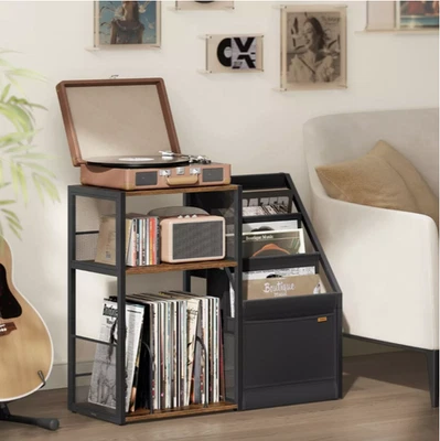 INDUSTRIAL-HIFI-CABINET Industrial Hifi Cabinet Retro Stereo Unit Vintage Vinyl Record Storage Furniture