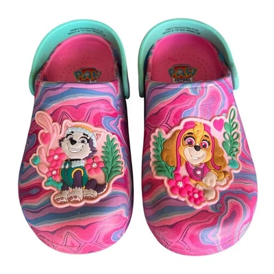 PAW PATROL Rosa Brillante Púrpura Goma Impermeable Abatible Trasero Slip On Niñas Talla 10 Foto 1 de 4
