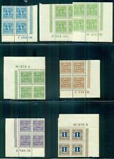 DENMARK #J10/23, 4ore/1kr, Postage Due Plate No. Blocks of 4, 7 diff, NH, VF