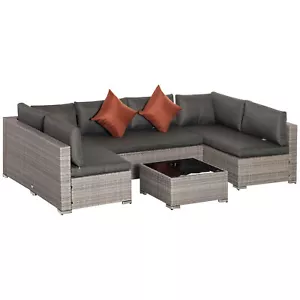 Outsunny 4 PCS Patio PE Rattan Wicker Sofa Conservatory Outdoor Furniture Set - Picture 1 of 11