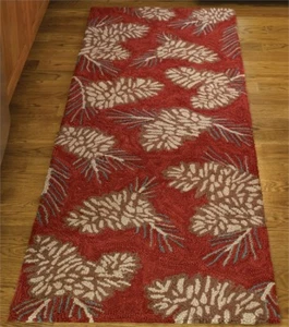 Pinecone Hand Hooked Country Area Rug Runner By Park Deigns Large 24"x72" - Picture 1 of 1