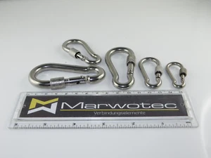 V4A Karabinerhaken mit Sicherung Edelstahl VA Karabiner mit Schraubverschluss A4 - Bild 1 von 7