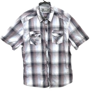 BKE Pearl Snap Shirt Mens XL Purple Blue Cotton Blend Plaid Athletic Fit Pocket - Picture 1 of 4