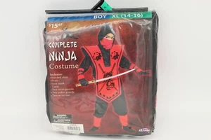 Boys Red Dragon NInja 7pcs Costume Complete XL (14-16) Warrior Outfit Halloween - Picture 1 of 11